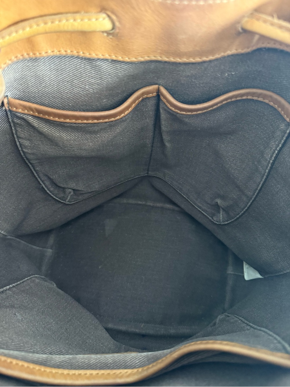 Madewell Tan Brown Leather Bucket Drawstring Bag Brown Purse Crossbody Shoulder - Picture 13 of 16